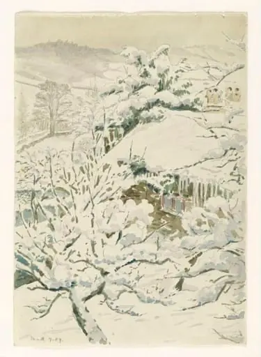 Snow-covered barn (near Sawrey), by Beatrix Potter