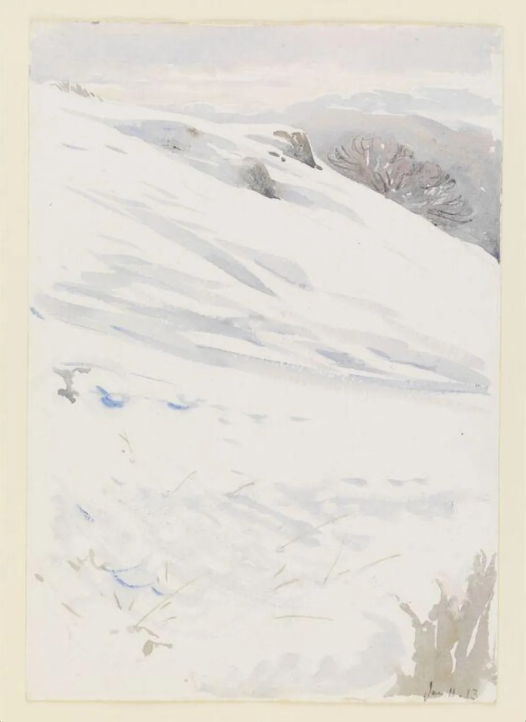 Snowy hillside, by Beatrix Potter, watercolor, 11