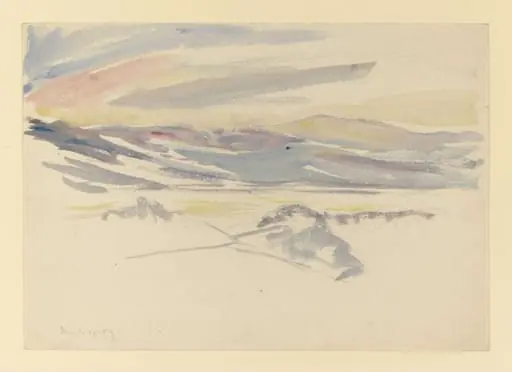 Snowy mountain landscape, by Beatrix Potter