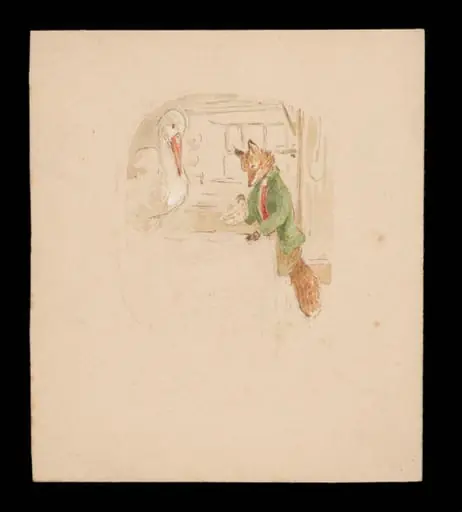 The fox pouring tea, by Beatrix Potter