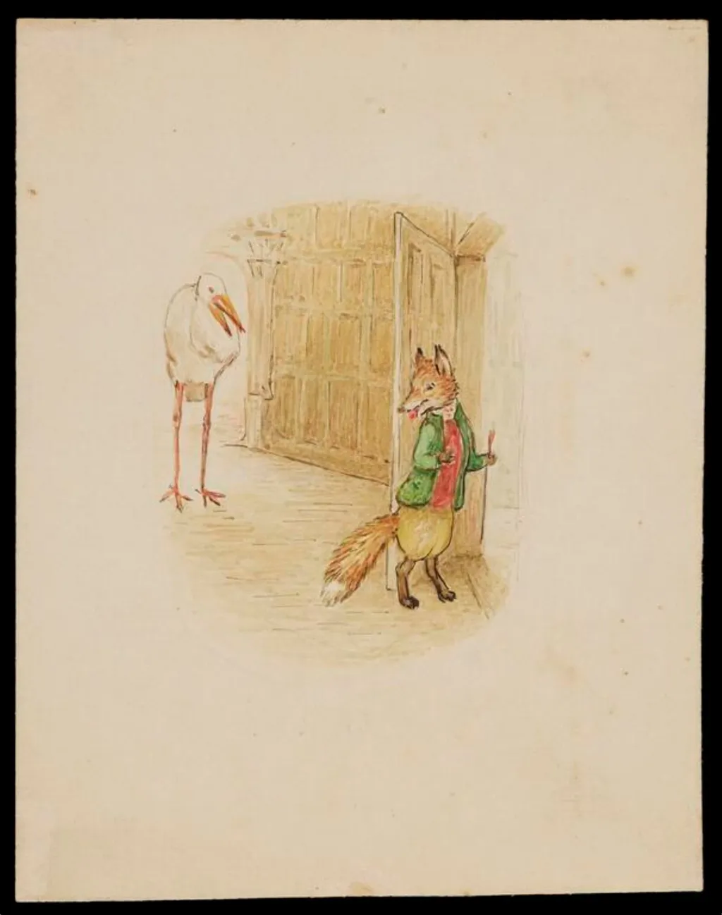 The fox taking leave of the stork, by Beatrix Potter, watercolor, 1919