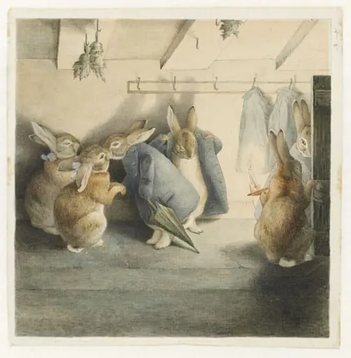 The Rabbits' Christmas Party: The Departure, by Beatrix Potter