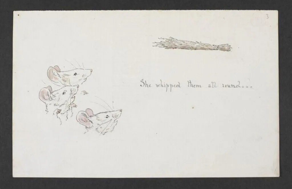 There Was an Old Woman Who Lived in a Shoe, by Beatrix Potter, watercolor, 1901