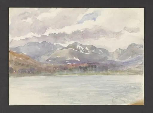 View of mountains including the Langdale Pikes, by Beatrix Potter