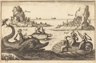 Goddesses on the River, by Balthasar Moncornet, ink, 1634