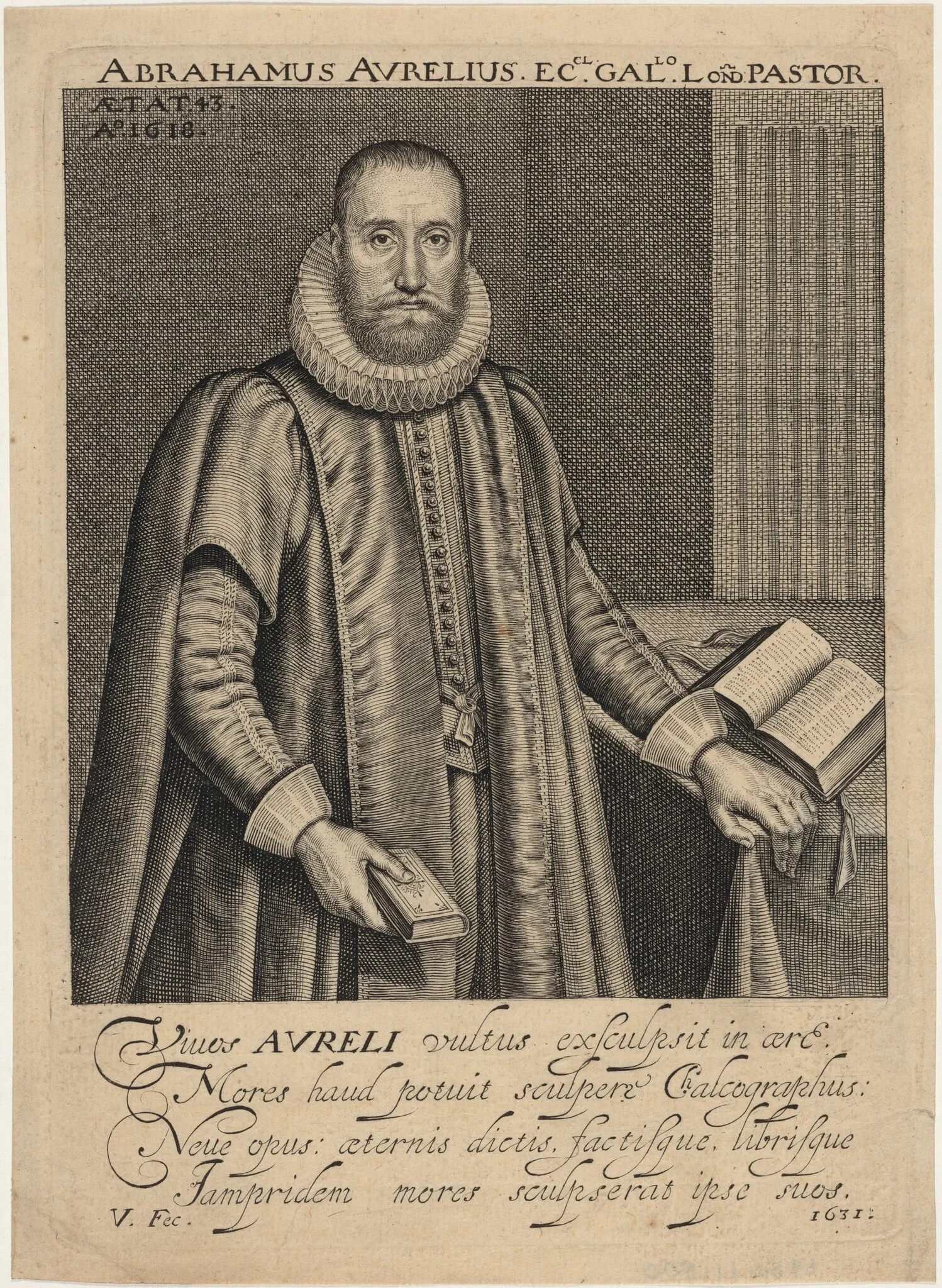 Abraham Aurelius, Minister of the French Church in London, detail