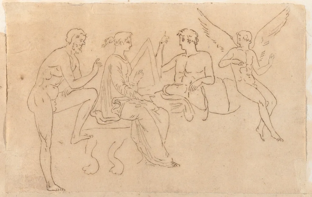 Gods and a Goddess in Conversation, by Jacques-Louis David, oil, 1778