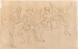 Gods and a Goddess in Conversation, by Jacques-Louis David, oil, 1778