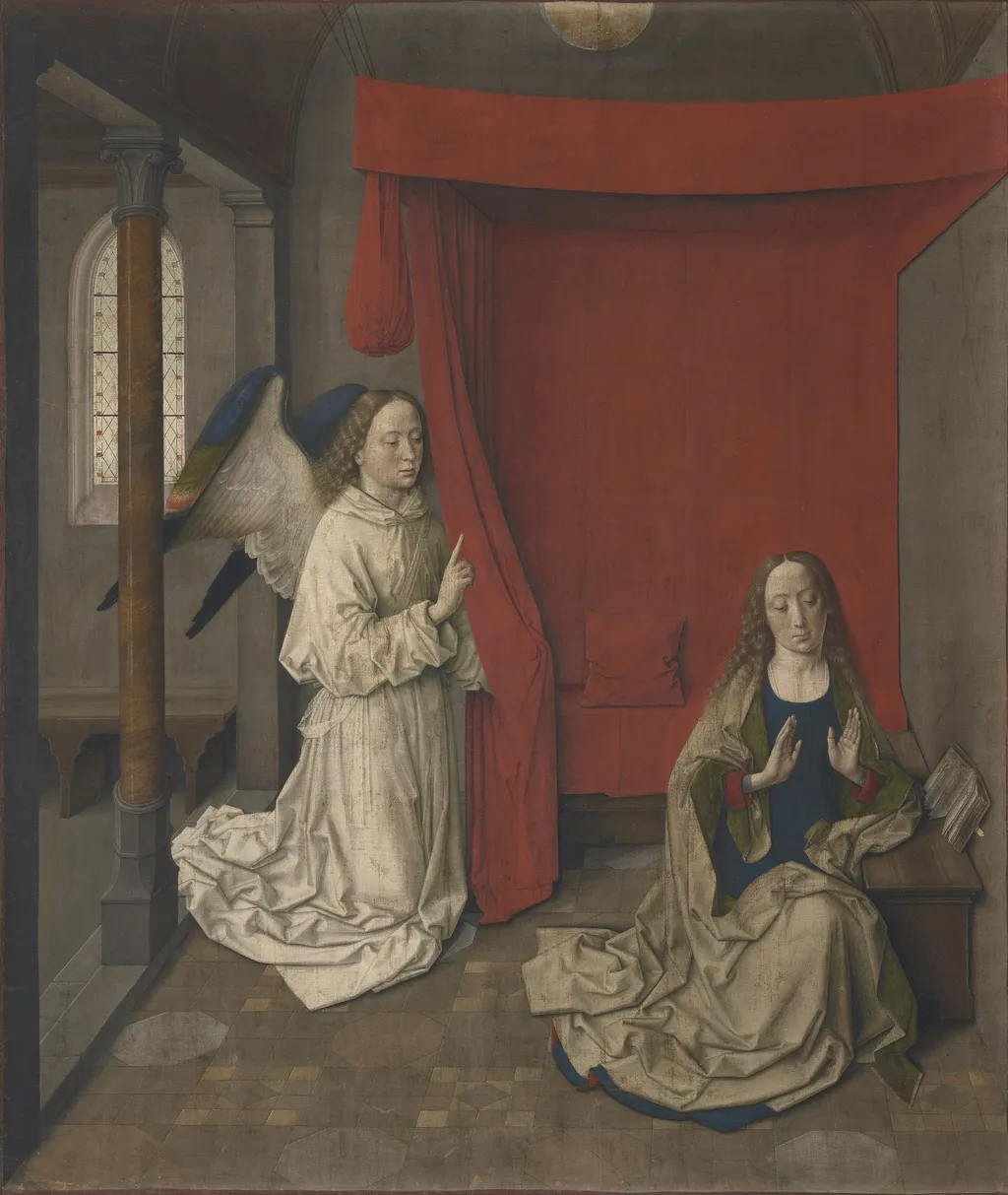 The Annunciation, by Dieric Bouts, distemper, 1454