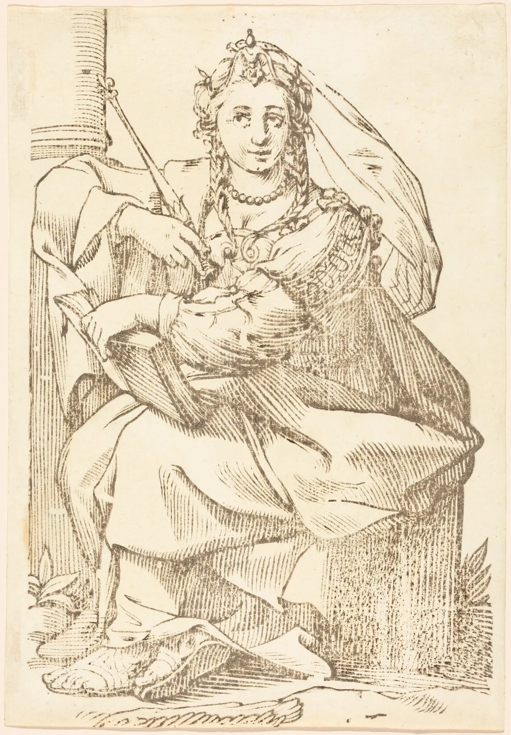 Sibylla Phrygia, by Paul Maupin, ink, 1625