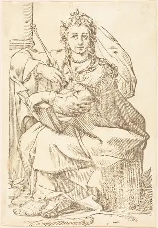 Sibylla Phrygia, by Paul Maupin, ink, 1625