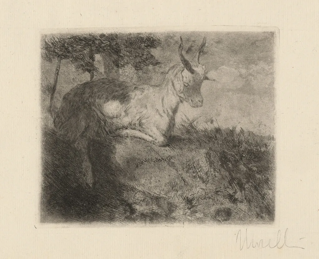 The Little Goat (La capretta), by Domenico Morelli, ink, 1879