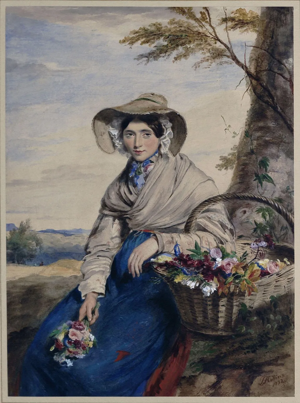 Flower Girl, by Hollins, watercolor, 1832
