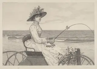 Untitled (Woman in a Carriage), by Charles X. Harris, ink, 1890