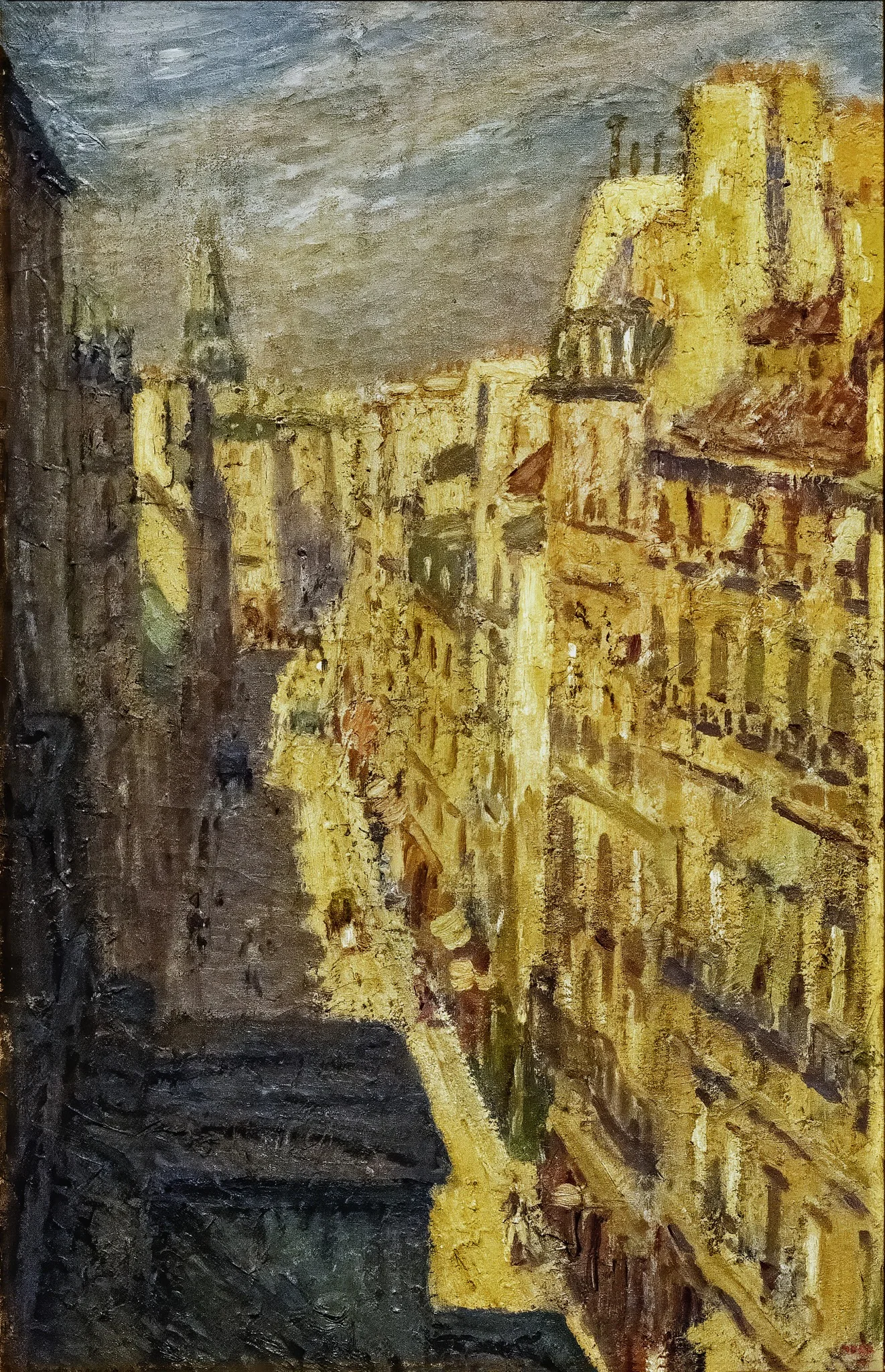 A Paris Street (Winter Sunshine), detail