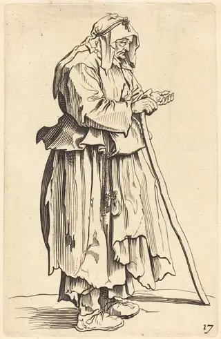 Beggar Woman Receiving Charity
