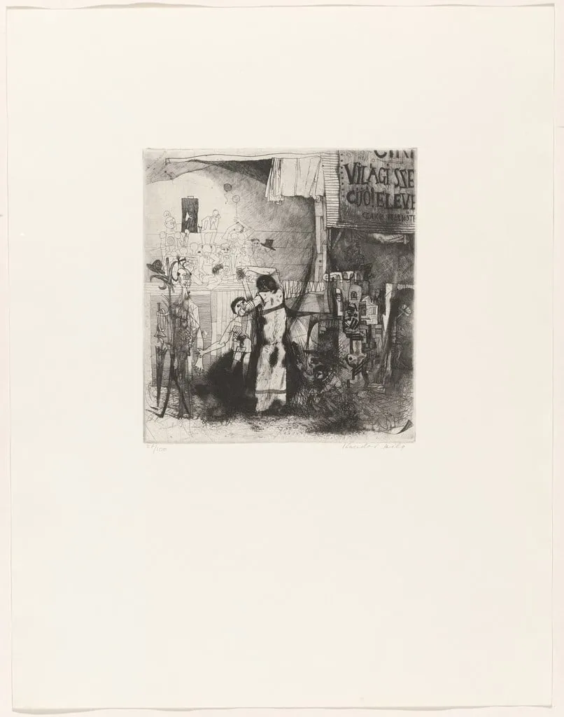 Untitled, by Béla Kondor, ink, 1969