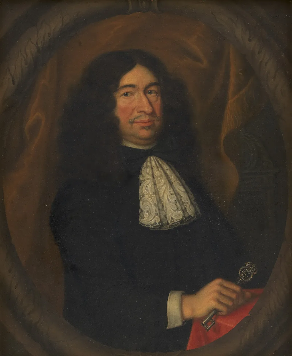 Kunstkammerforvalter Bendix Grodtschilling den ældre, kunstnerens fader, by Bendix Grodtschilling the Younger, oil, 1693