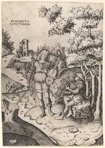 Apollo and Marsyas, by Benedetto Montagna