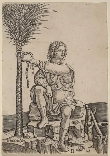 Man Seated by a Palm Tree, by Benedetto Montagna