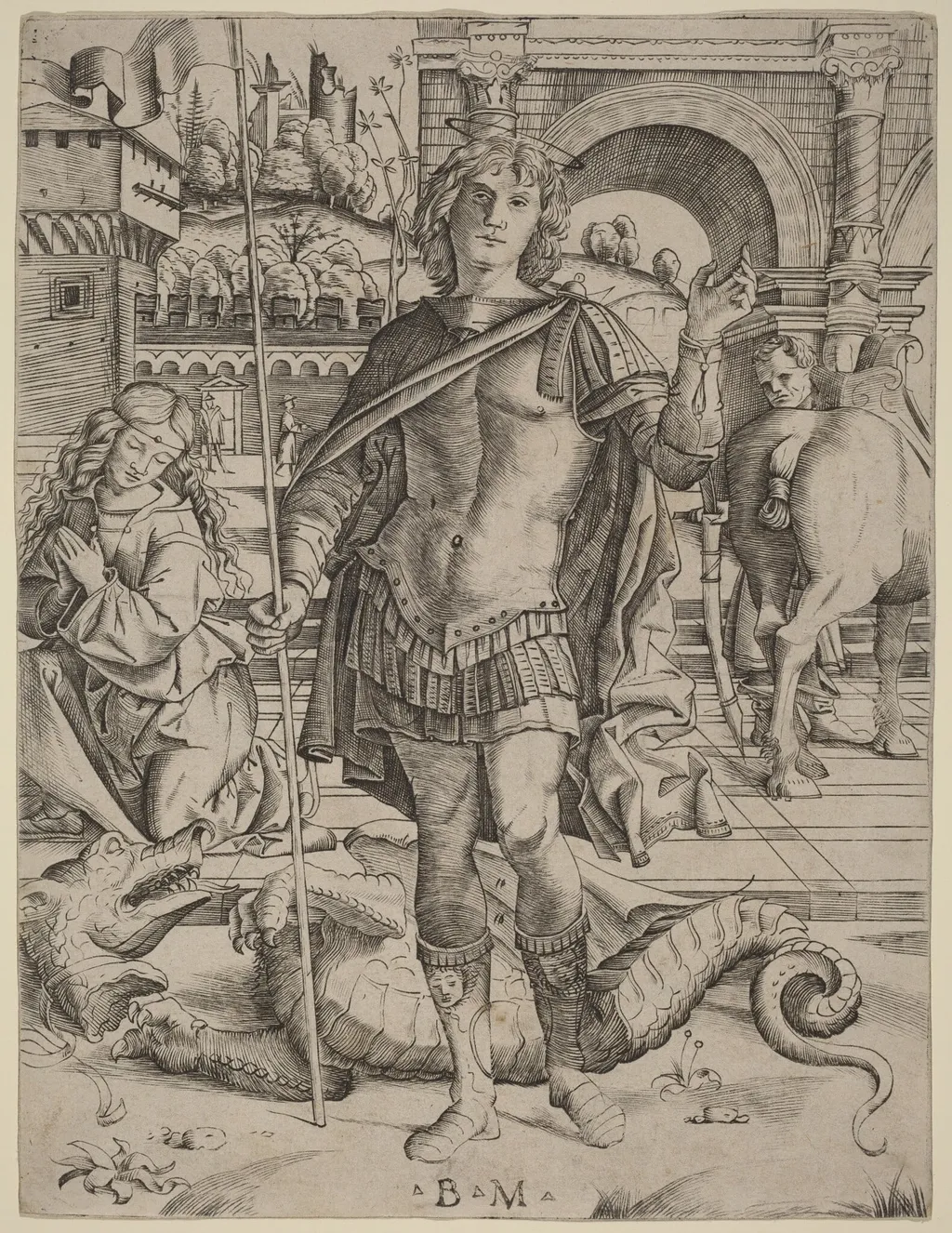 Saint George, by Benedetto Montagna, ink, 1506