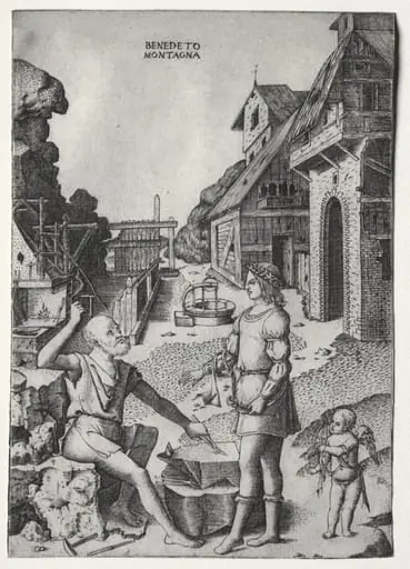 Vulcan, Apollo and Cupid, by Benedetto Montagna