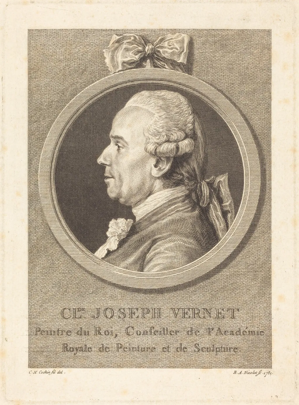 Claude Joseph Vernet, by Benedict Alphonse Nicolet, ink, 1781