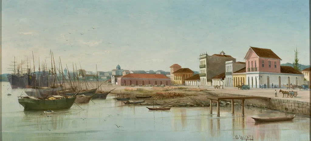 Ramp at Bispo Port, Santos, by Benedito Calixto, oil, 1900
