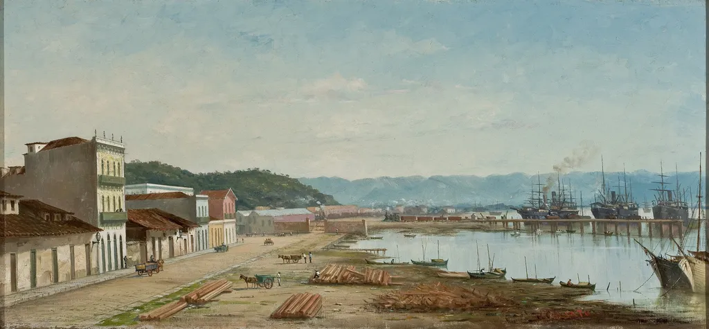 The Ramp of Porto do Bispo in Santos, by Benedito Calixto, oil, 1900