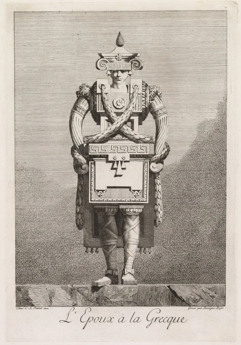 Groom in the Greek Style, Plate 7, by Benigno Bossi, 1771