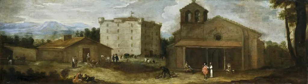 View of El Campillo the El Escorial Monks' country home, by Benito Manuel Agüero
