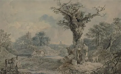 Landscape with figures and cattle, by Benjamin Barker