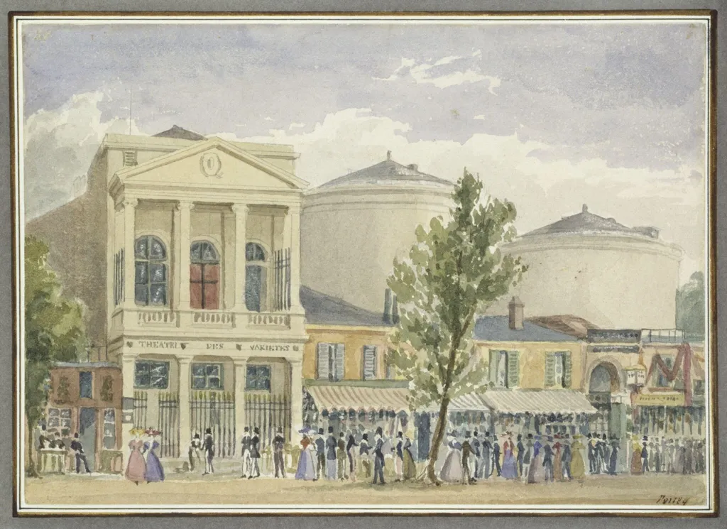 Théâtre des Variétés and the Panorama buildings in Paris, by Benjamin Ferrey, 1829