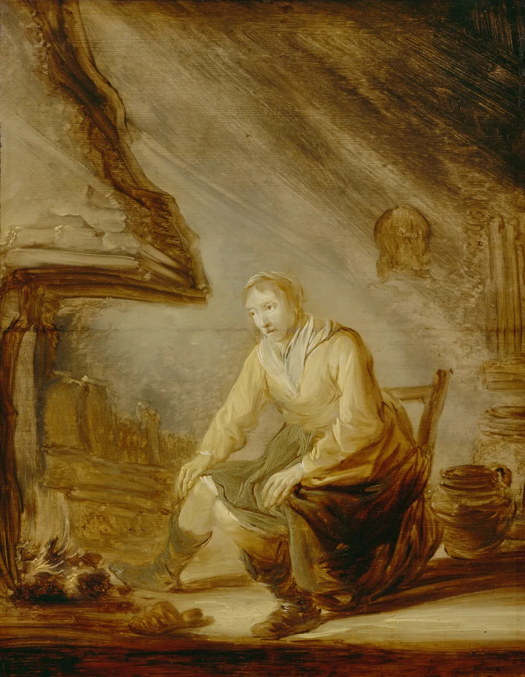 Woman before a Fire, by Benjamin Gerritsz Cuyp, unspecified, 1640