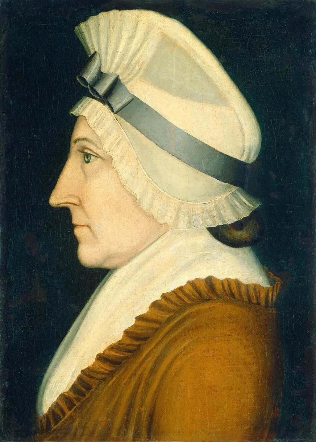 Lady in a White Mob Cap, by Benjamin Greenleaf, oil, 1805