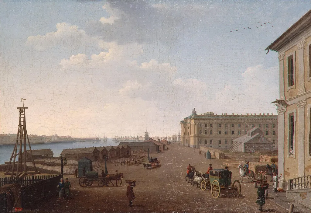 The View of the Embankment of Vasilyevsky Island near the Academy of Arts, by Benjamin Patersen, oil, 1800