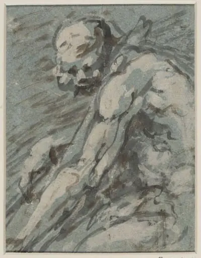 A nude man, seated, by Benjamin West