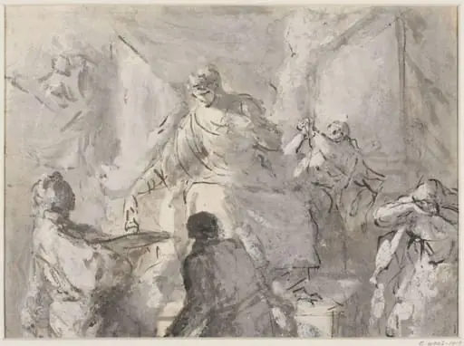 A seated figure receiving an offering, by Benjamin West