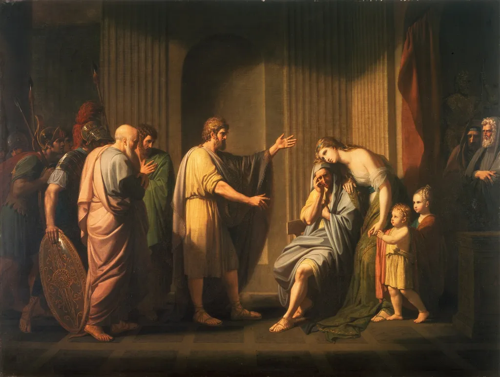 Cleombrotus Ordered into Banishment by Leonidas II, King of Sparta, by Benjamin West, oil, 1768