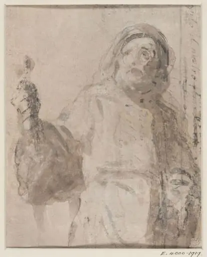 Half-length figure of a man with his right arm extended, by Benjamin West