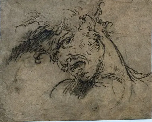 Head of a Screaming Man (recto), by Benjamin West