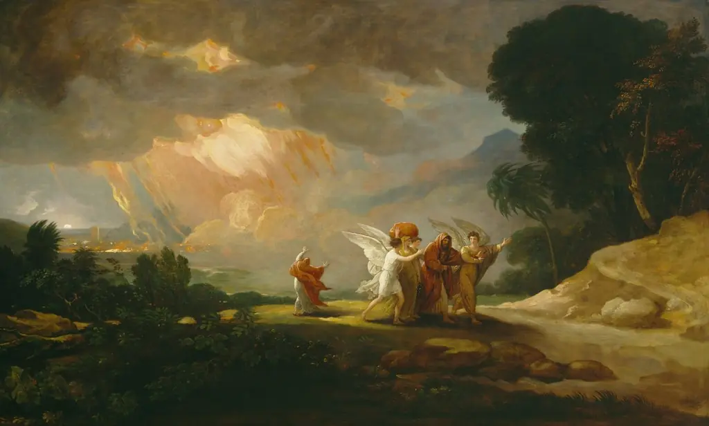Lot Fleeing from Sodom, by Benjamin West