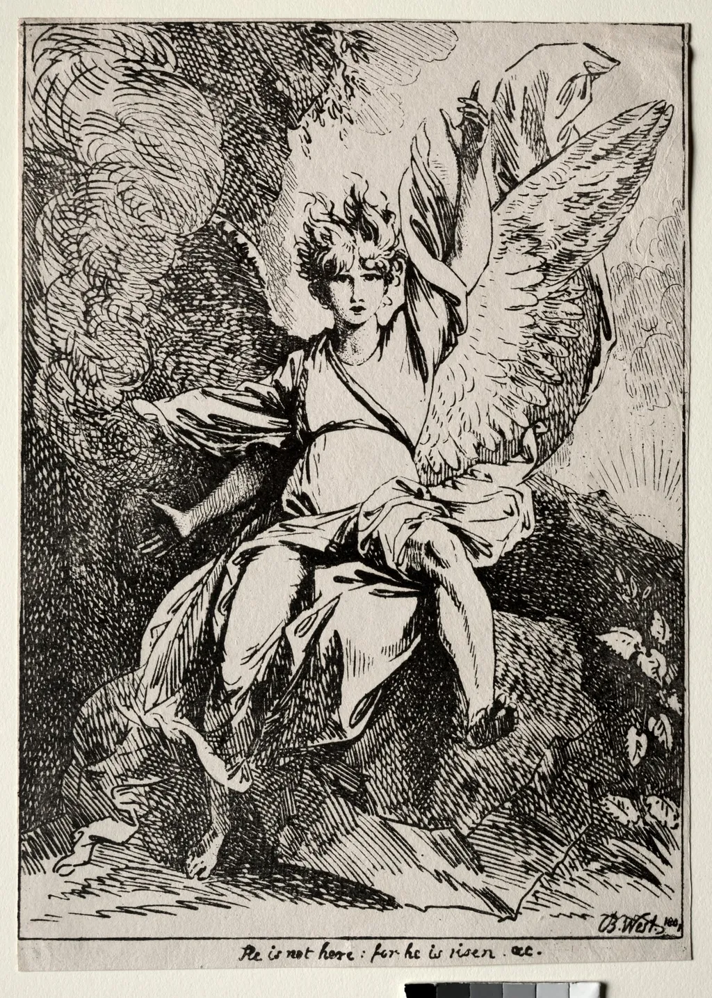 Specimens of Polyautography: The Angel at the Tomb of Christ, by Benjamin West, 1801