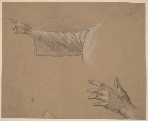 Study of a Right Arm and a Left Hand, by Benjamin West