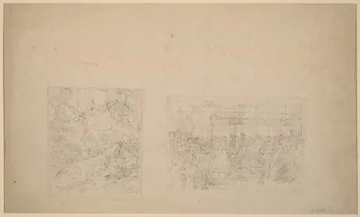 Study of Moses Striking the Rock and a Procession [verso], by Benjamin West