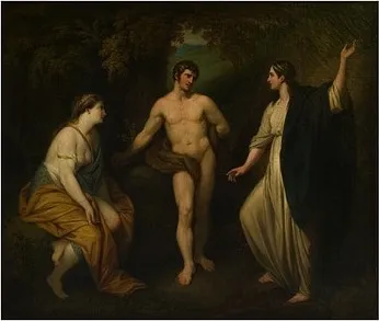 The Choice of Hercules between Virtue and Pleasure, by Benjamin West, unspecified, 1764