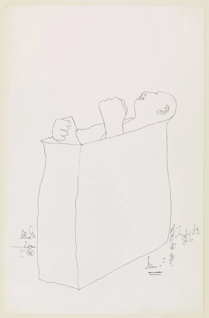Untitled, by Benny Andrews, ink, 1970