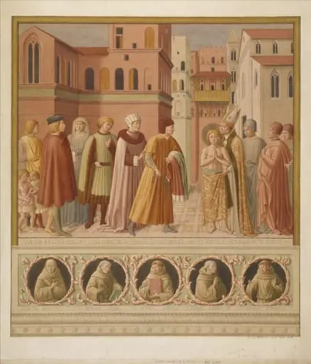 Copy after the cycle of the <i>Life of St Francis</i> (<i>Renunciation of Worldly Goods</i>), Benozzo Gozzoli in San Francesco, Montefalco, by Benozzo Gozzoli