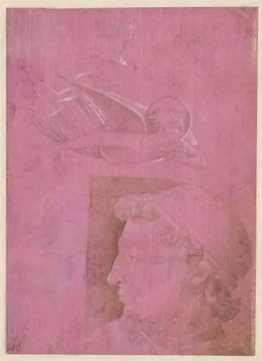 Head of a Man, Two Studies of a Woman's Profile, and a Study of An Angel (verso), by Benozzo Gozzoli