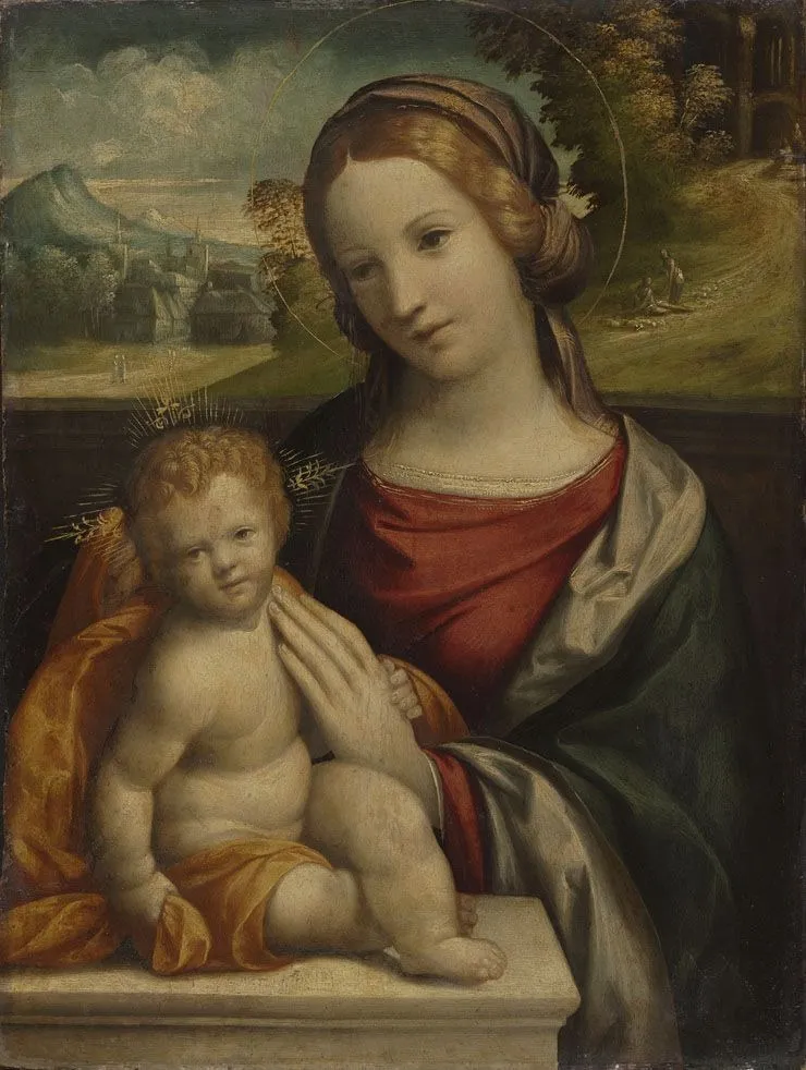 Mary with Child, by Benvenuto Tisi, oil, 1520